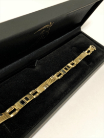 14 K Gouden Schakel Armband Onyx - 20 cm / 12,45 g / 6,3 mm