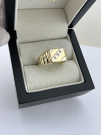 14 K Massief Gouden Heren Ring 0.06 ct Briljant Geslepen Diamant