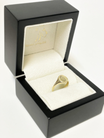 14 K Gouden Dames Zegelring Pink Ring Graveer Ring Ovaal