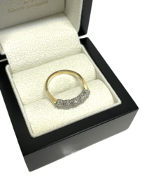14 Karaat Bicolor Gouden Bloemen Rijring 0.50 ct Briljant Geslepen Diamant H/SI