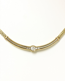 14 K Gouden Gewalst Vossenstaart Collier 0.5 crt Diamant  TW / VS1- 45 cm