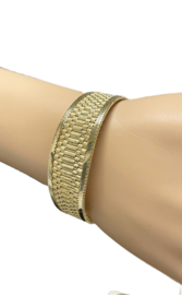 Brede Vintage 14 K Gouden Fantasie Schakel Armband - 17,5 cm / 35,4 g / 2 cm