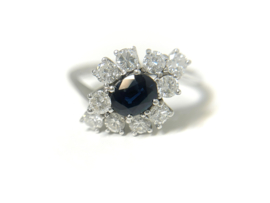 Witgouden Slagring Markies Briljant Geslepen Diamant / Saffier