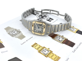 Santos de Cartier Galbee Lady 1567  Staal/Goud Curved Case Full Set Incl Garantie