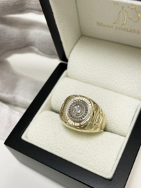 14 Karaat Bicolor Gouden Rolex Ring Heren 0.25 ct Briljant Geslepen Diamant H/VS