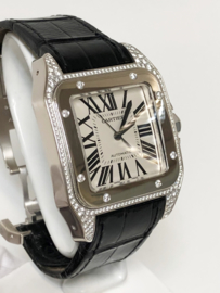 Cartier Santos 100 XL White Gold Diamond Anniversary 1904-2004