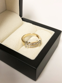 14 K Gouden Bandring ca 0.75 crt Prinses / Baguette Diamant H / SI