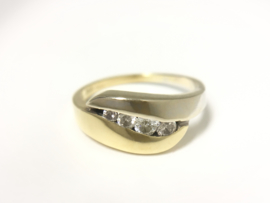 18 K Bicolor Gouden Slag Ring 0.15 crt Briljantgeslepen Diamant