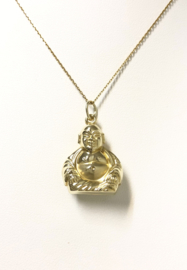 14 K Gouden Ketting Hanger - Zittende Buddha