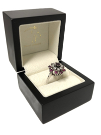 Witgouden Rozet Ring Robijn / 0.58 ct Briljant Geslepen Diamant TW/VS2