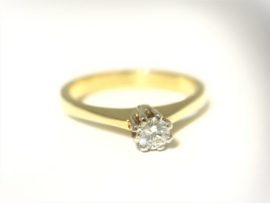 18 K Gouden Solitair Ring 0.15 crt Briljantgeslepen Diamant - G/VVS2