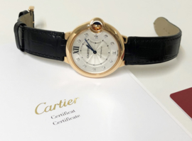 Ballon Bleu De Cartier Watch 36 MM, Rose Goud, Leer,  Diamant - Full Set / Nieuw