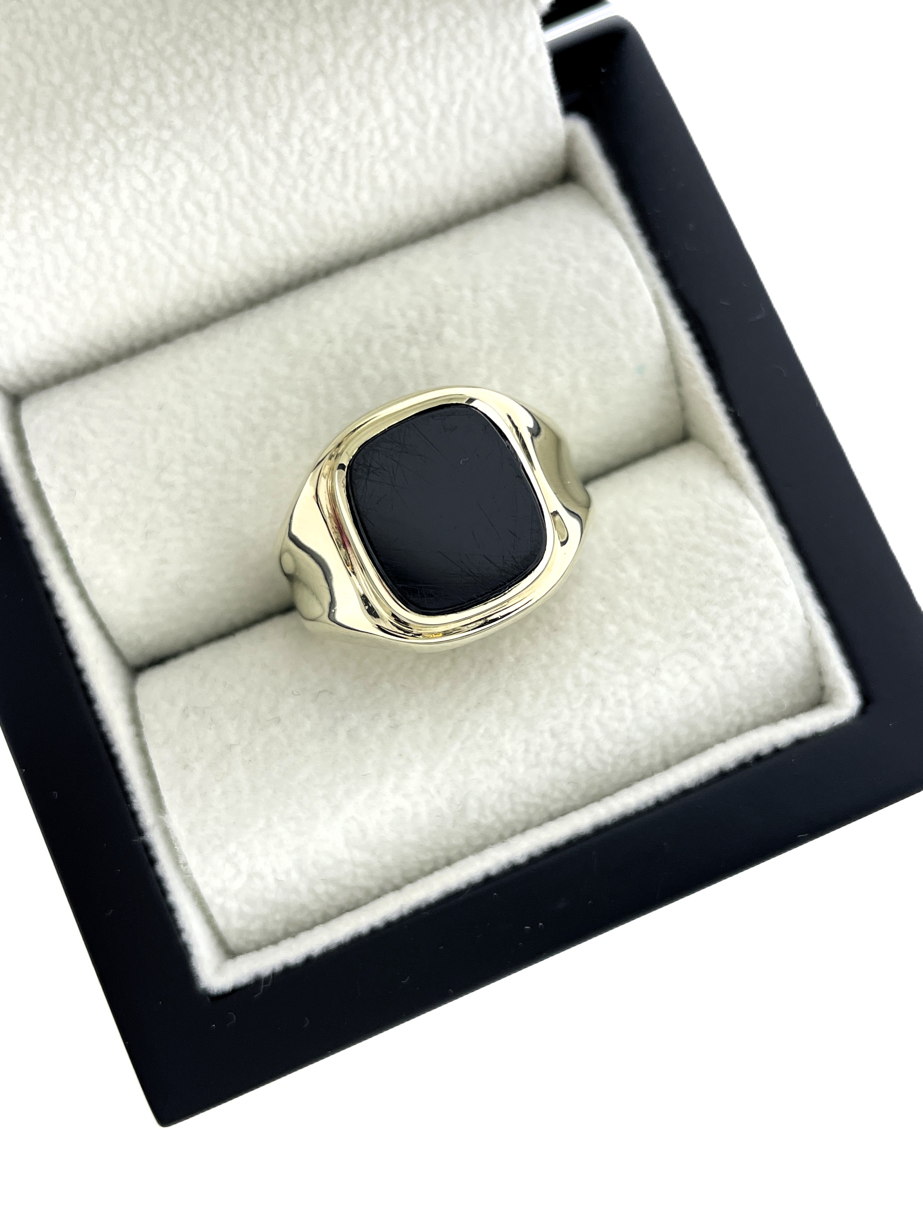 14 Karaat Gouden Heren Zegelring Onyx Klassiek Model
