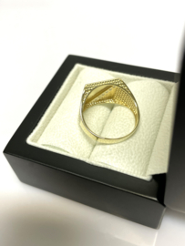 14 Karaat Gouden Heren Ring Briljant Geslepen Cubic Zirkonia