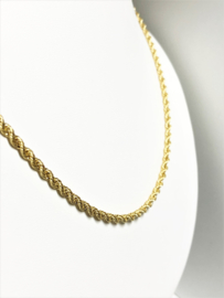 14 K Gouden Koord / Kabel / Rope Ketting - 50 cm / 4 g / 3 mm