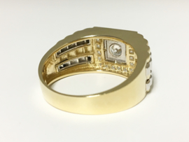 14 K Bicolor Gouden Rolex Ring Briljant Geslepen Heldere Zirkonia - 8,8 g