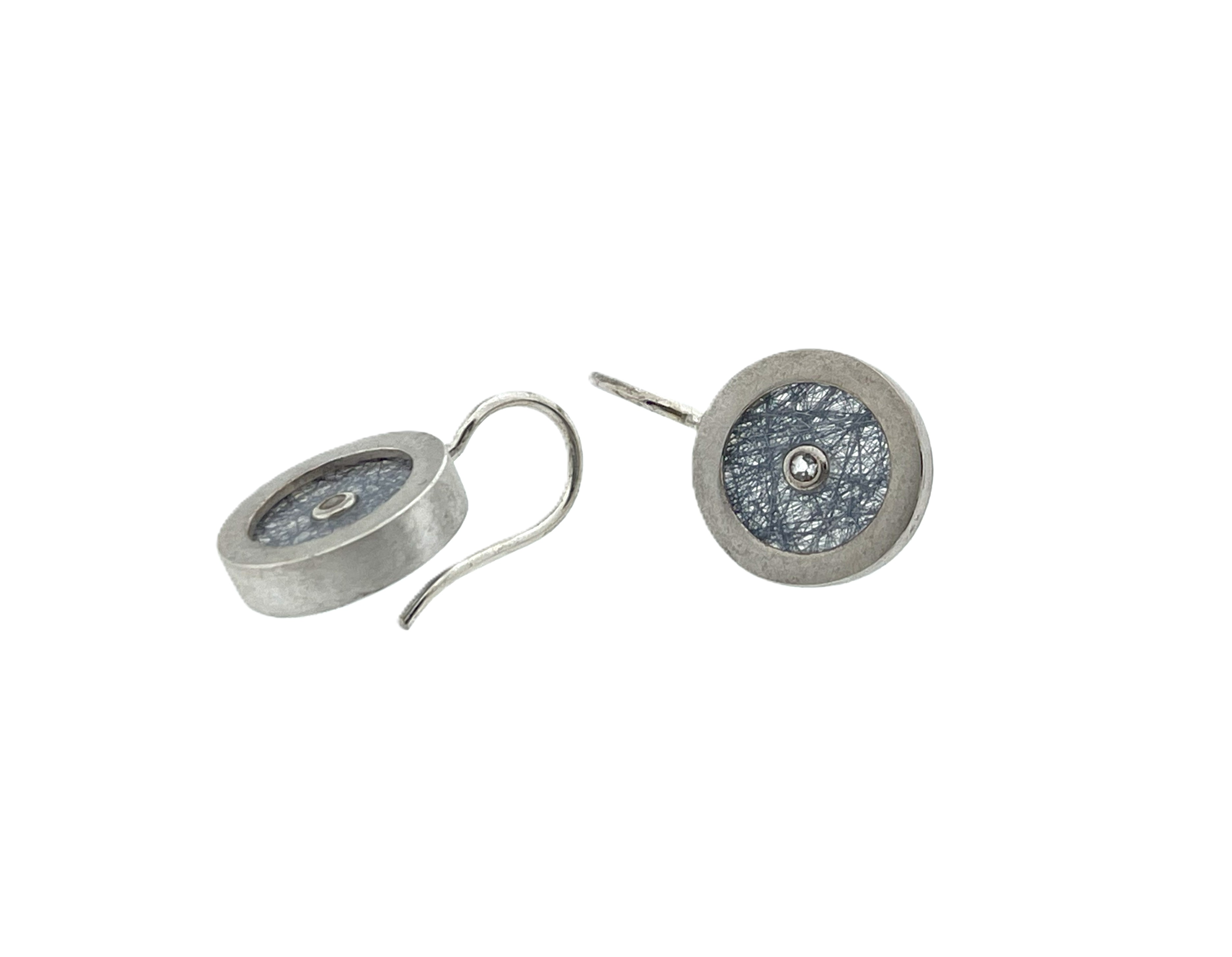 925 Zilveren Oorhangers Rutiel Kwarts / Briljant Geslepen Diamant
