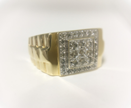 14 K Gouden Rolex Heren Ring 0.40 crt Diamant G/SI