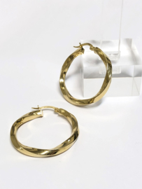 14 K Gouden Wokkel Creolen 3,2 cm