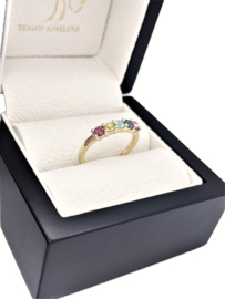 Gouden Rijring  Natuurlijke Kleurrijke Edelstenen Peridot Topaas Rhodoliet Peridot Amethyst