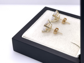 14 K Gouden Oorstekers Heldere Cubic Zirkonia Radiant Cut