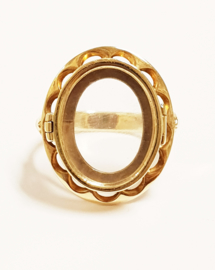 Antiek Handvervaardigd 14 K Gouden Medaillon Ring