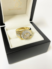14 K Bicolor Gouden Rolex Ring Briljant Geslepen Heldere Zirkonia - 9,6 g
