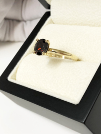 BLUSH 14 K Gouden Solitair Ring Briljantgeslepen Donkerrood Cubic Zirkonia