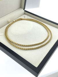 14 Karaat Massief Gouden Wheat Chain Tarwe Schakel - 81 cm / 4 mm / 51.65 g