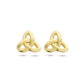 14 K Gouden Drie-Eenheid Symbool Oorstekers - 7.5 x 7.5 mm