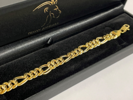14 K Gouden Fantasie Schakel Armband - 17,5 cm / 9 mm / 9,75 g