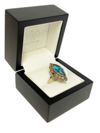 14 K Antiek Gouden Markies Ring Natuurlijk Turqouise - Amsterdam XXX