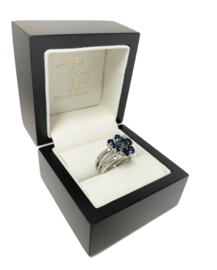Witgouden 3-Band Ring Koningsblauw Saffier / Diamant - Le Chic