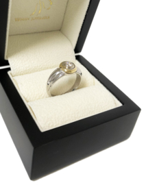Bicolor Gouden Solitair Ring ca 0.50 ct Briljant Geslepen Diamant Top Wesselton