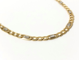 14 K Bicolor Gouden Gourmet Schakel Ketting - 55 cm / 8 g