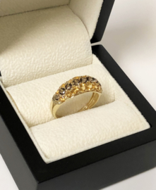 14 K Gouden Bandring Briljantgeslepen Rookkwarts / Citrien