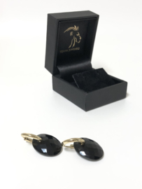 14 K Gouden (Klap) Creolen Met Onyx Hangers