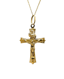 Uno a Erre 14 Karaat Gouden Hanger Kruis Jezus Figuur INRI - 4 cm
