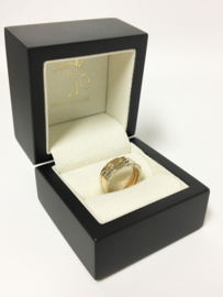 14 K Tricolor Gouden Band Ring 0.05 crt Diamant - Ice Cube