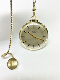INDUS Antiek Gouden Zakhorloge Gouden Horloge Ketting Guilloche Button Datering Jaren '70