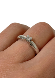Diamonde Witgouden Solitair Bandring 0.20 ct Briljant Geslepen Diamant Loupe Zuiver