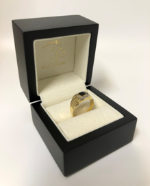 14 K Gouden Band Ring - Onyx / Diamant