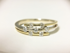 18 K Bicolor Gouden Fantasie Ring 0.14 crt Diamant Top Wesselton