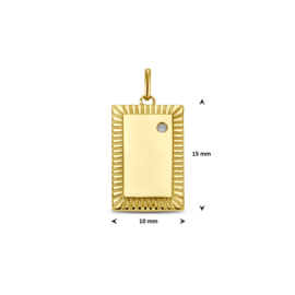 14 Karaat Gouden Graveerhanger 0.01 ct Briljant Geslepen Diamant