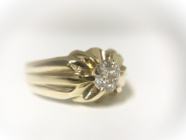14 K Massief Gouden Heren Ring 0.60 crt Briljantgeslepen Diamant - H / IF