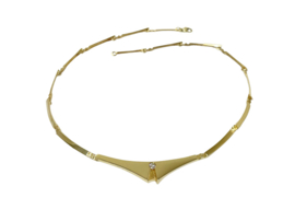 Fins Designer Riitta Hakala 14 K Gouden Collier 0.15 ct Briljant Geslepen Diamant - 45 cm / 13,8 g