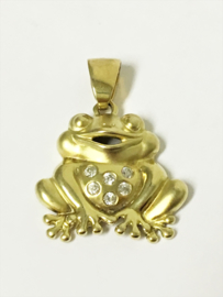 14 K Gouden Hanger Briljantgeslepen Zirkonia - Kikker