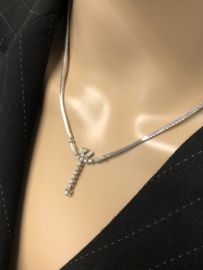 Gewalst Gematteerd Witgouden Gourmet Collier 0.70 Briljant Geslepen Diamant