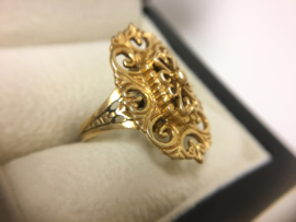 Antiek Handvervaardigd 18 Karaat Massief Gouden Ring