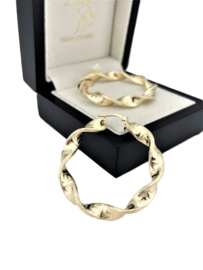 14 K Gouden Wokkel Creolen Meander Versace Motief - 4.2 cm /6 mm
